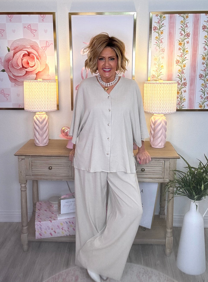 Button-Up Linen Set - 2 Color Options