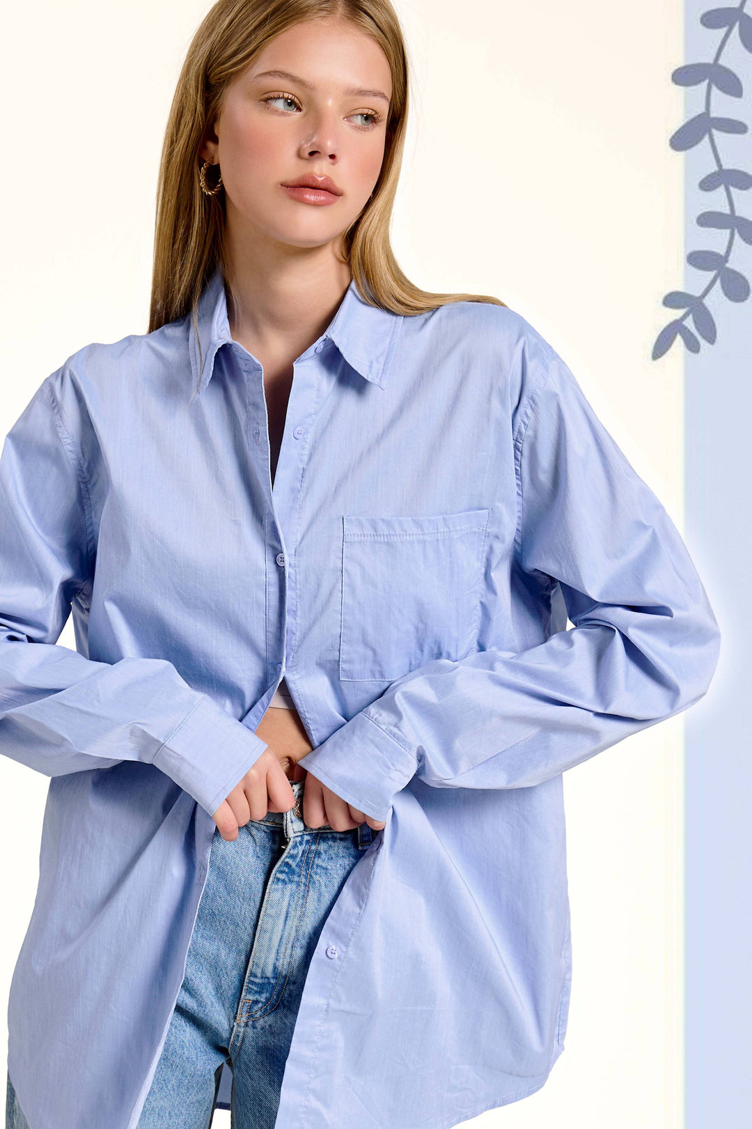 Classic Collared Button Down Poplin Shirts - 2 Color Options