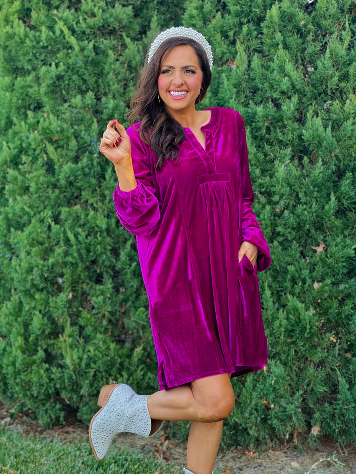 Long Sleeve Soft Velvet Tunic Dress - 5 Color Options - Small Through Extended Sizes