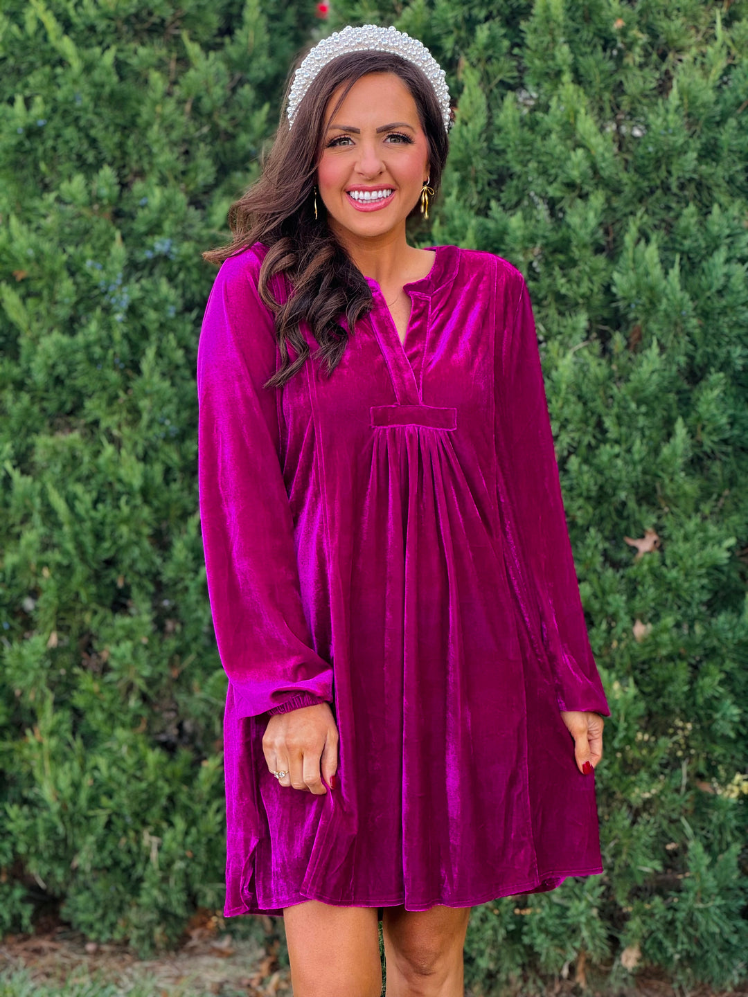 Long Sleeve Soft Velvet Tunic Dress - 5 Color Options - Small Through Extended Sizes