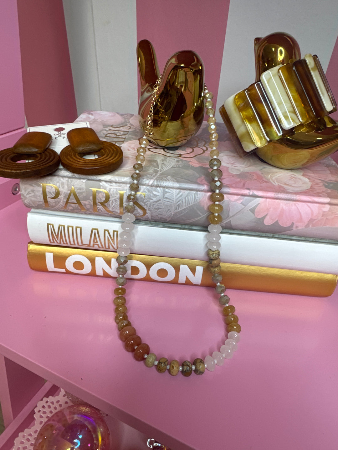 Glass Bead Necklace-3 Color Options