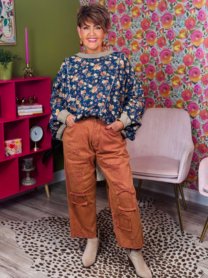 Dried Apricot High-Rise Boyfriend Pants