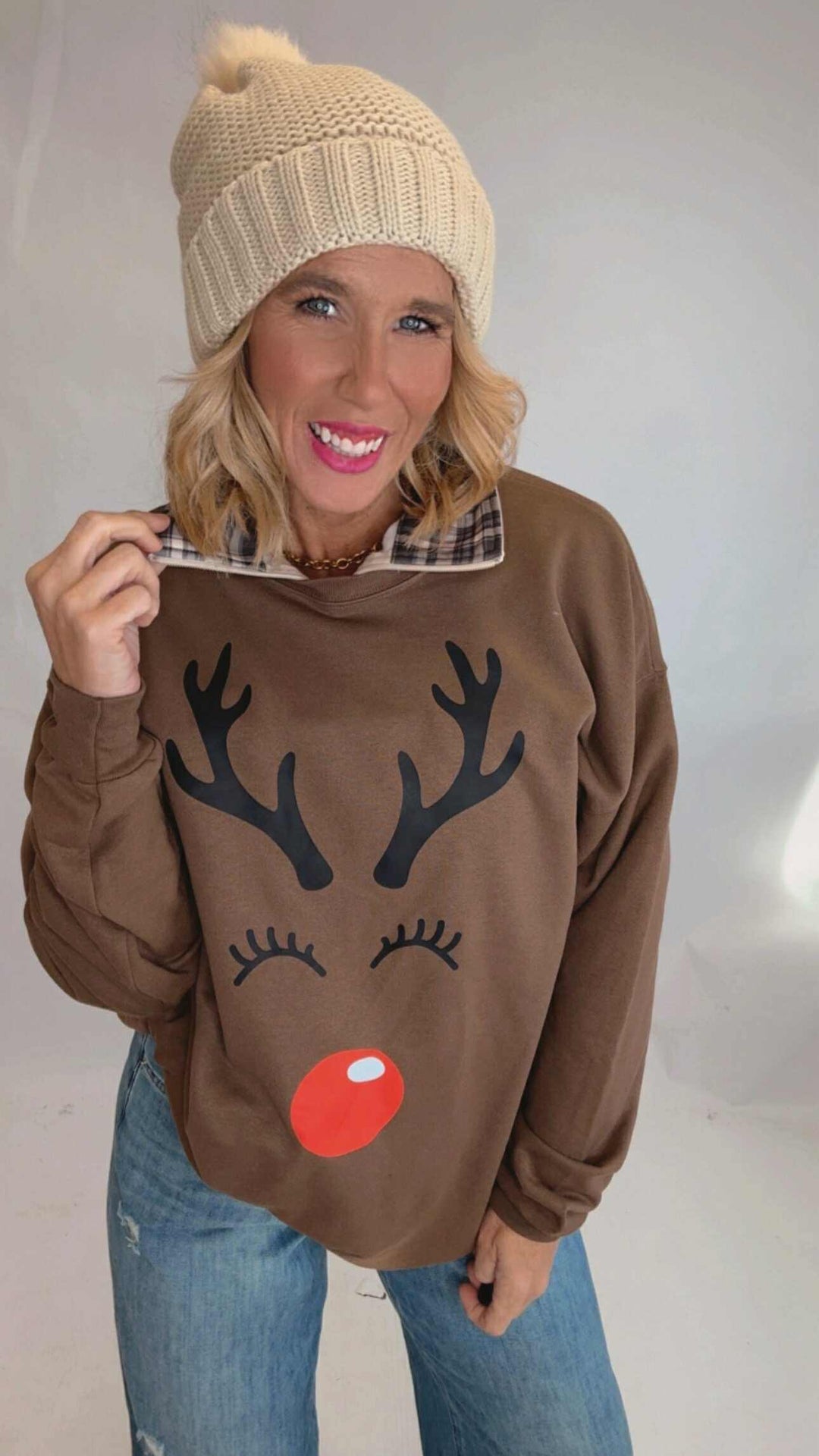 Reversible Reindeer & Gingerbread Graphic Sweatshirt - DEAL