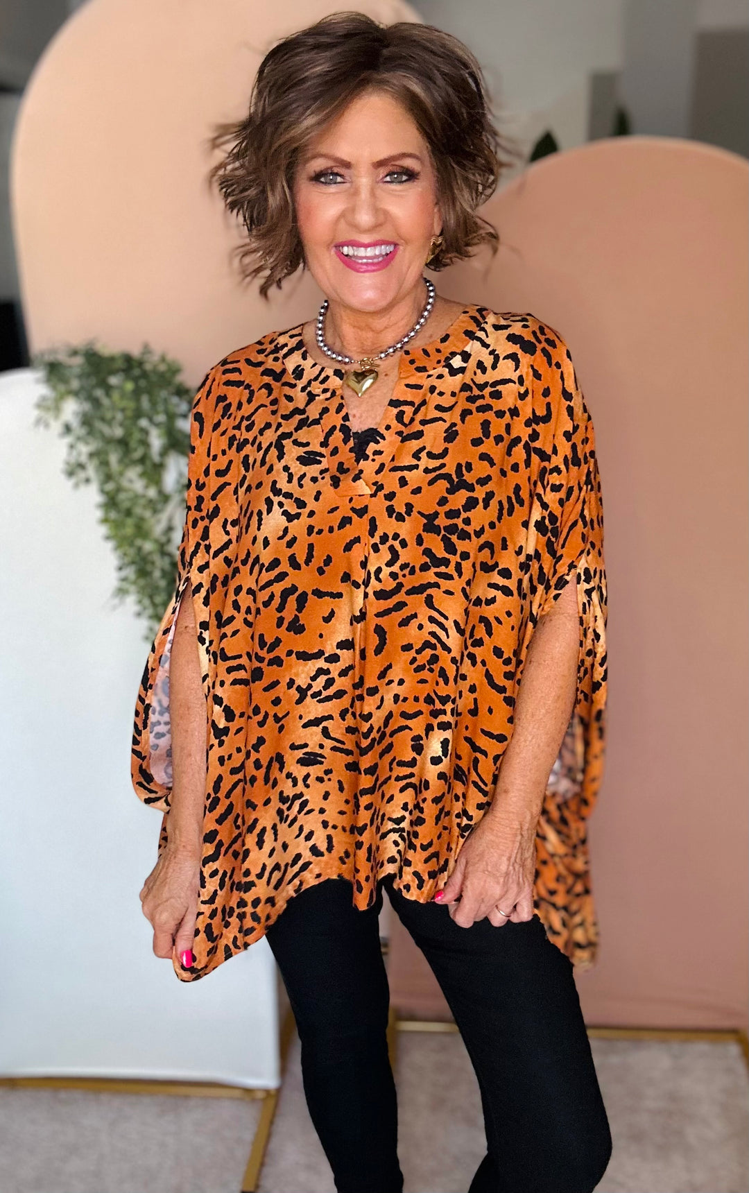 Camel Animal Print Top - Small/Medium Through Extended Sizes - Final Sale