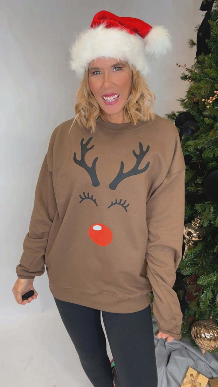 Reversible Reindeer & Gingerbread Graphic Sweatshirt - DEAL