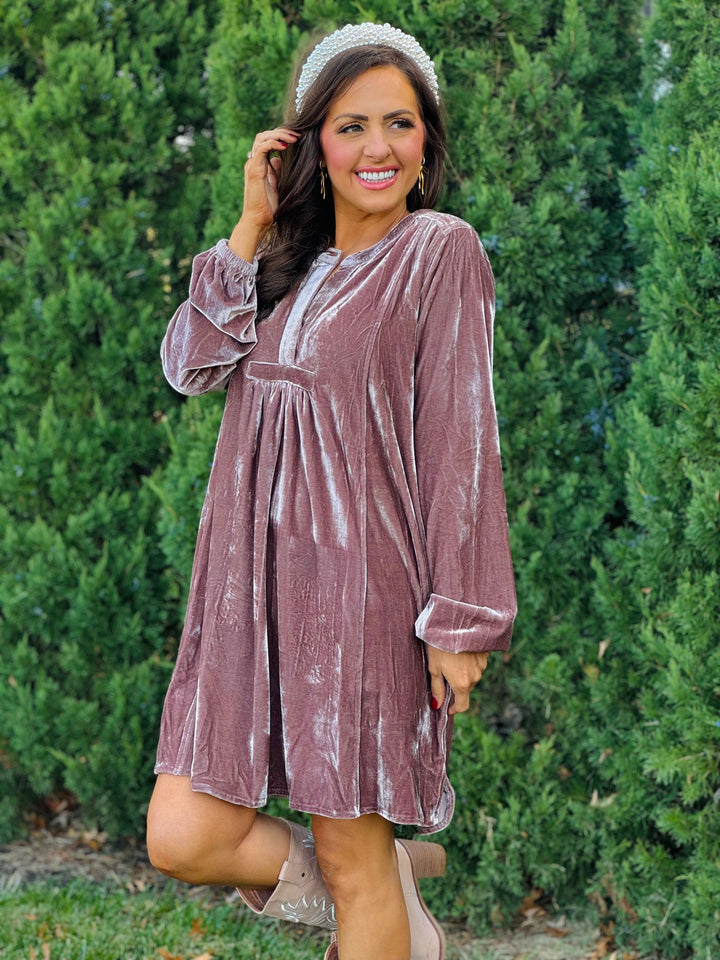 Long Sleeve Soft Velvet Tunic Dress - 5 Color Options - Small Through Extended Sizes