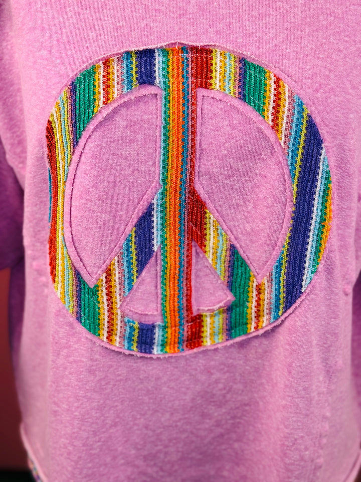 Peace Sign Patch Terry Knit Tunic