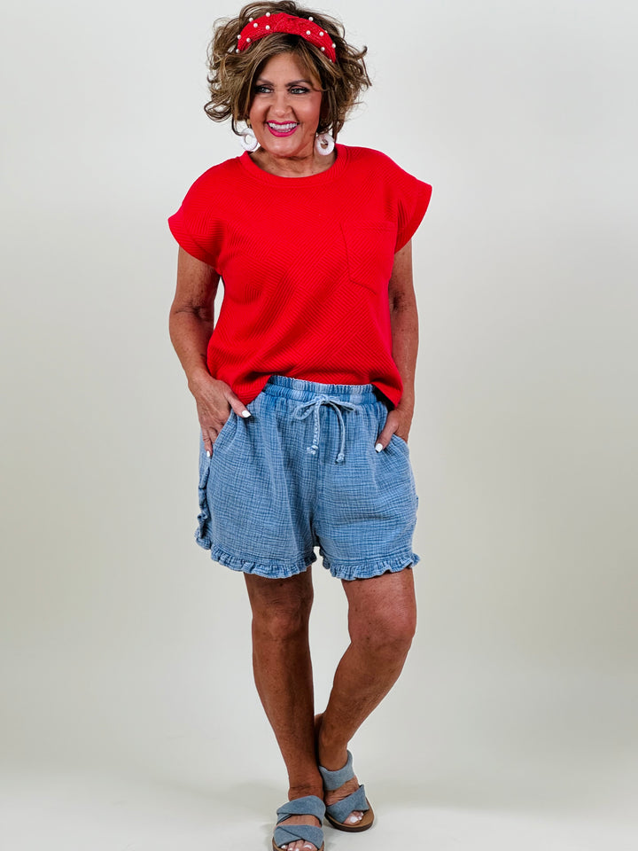 Mineral Washed Cotton Gauze Shorts - 2 Color Options - Available Small Through Large
