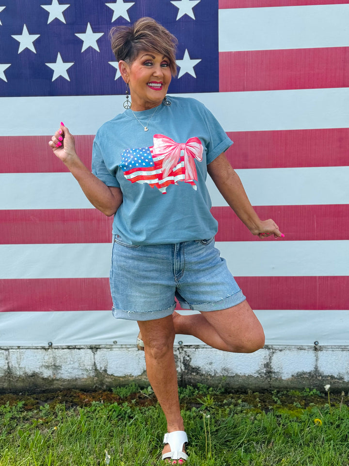 Ice Blue "Flag & Bow" Tee