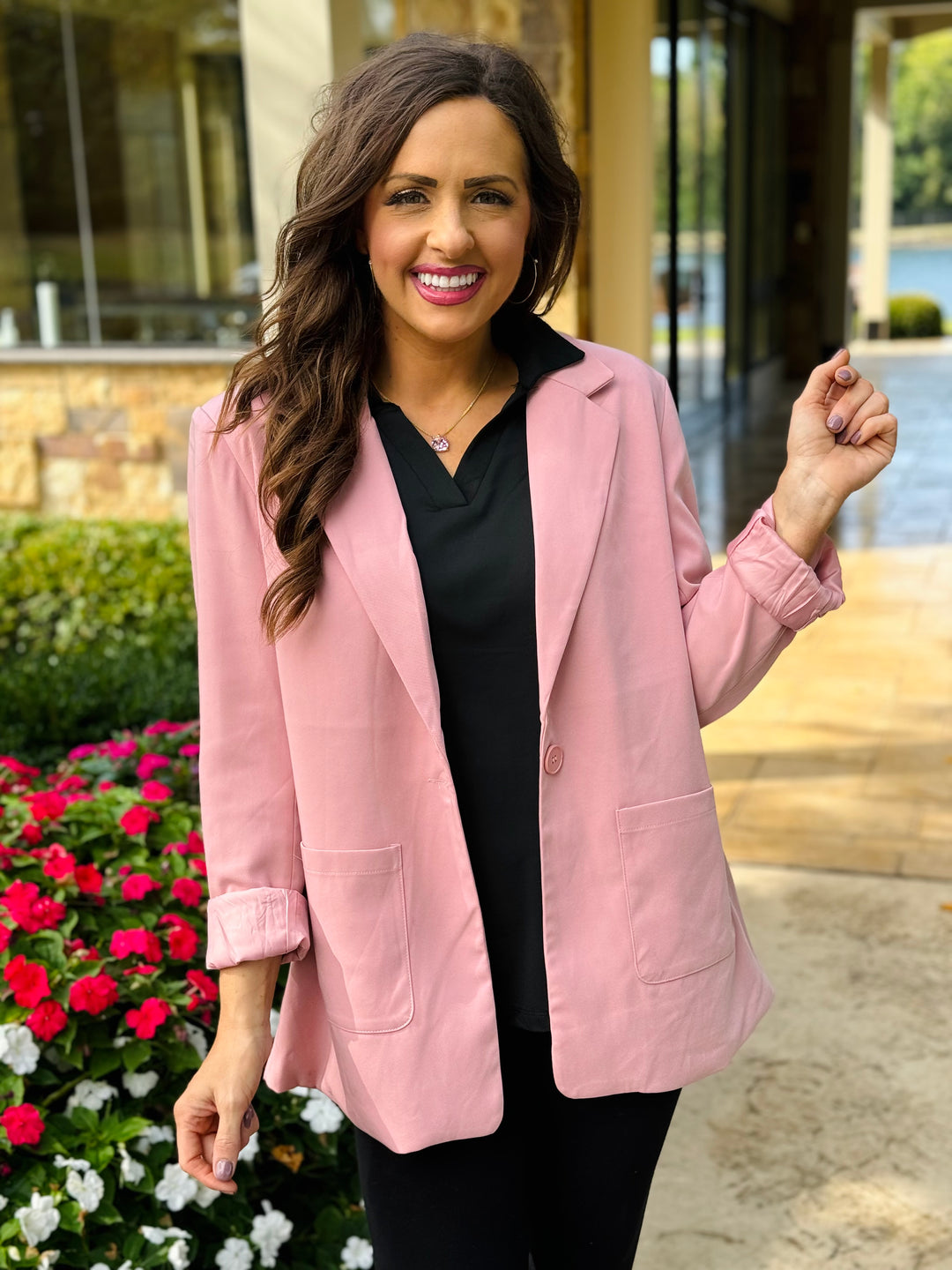 Pink Boyfriend Blazer - Small Through Extended Sizes