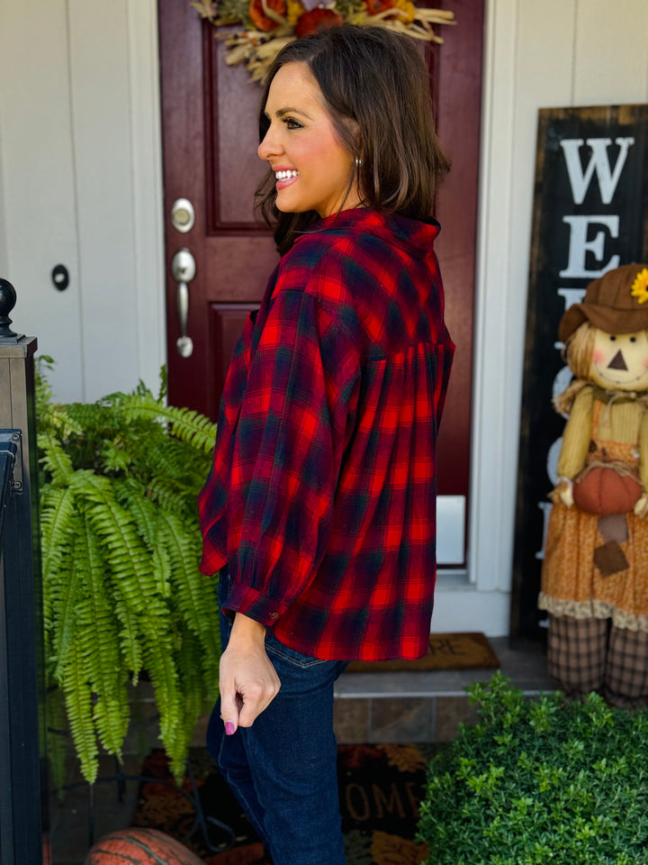 Red Plaid Long Sleeve Shirt