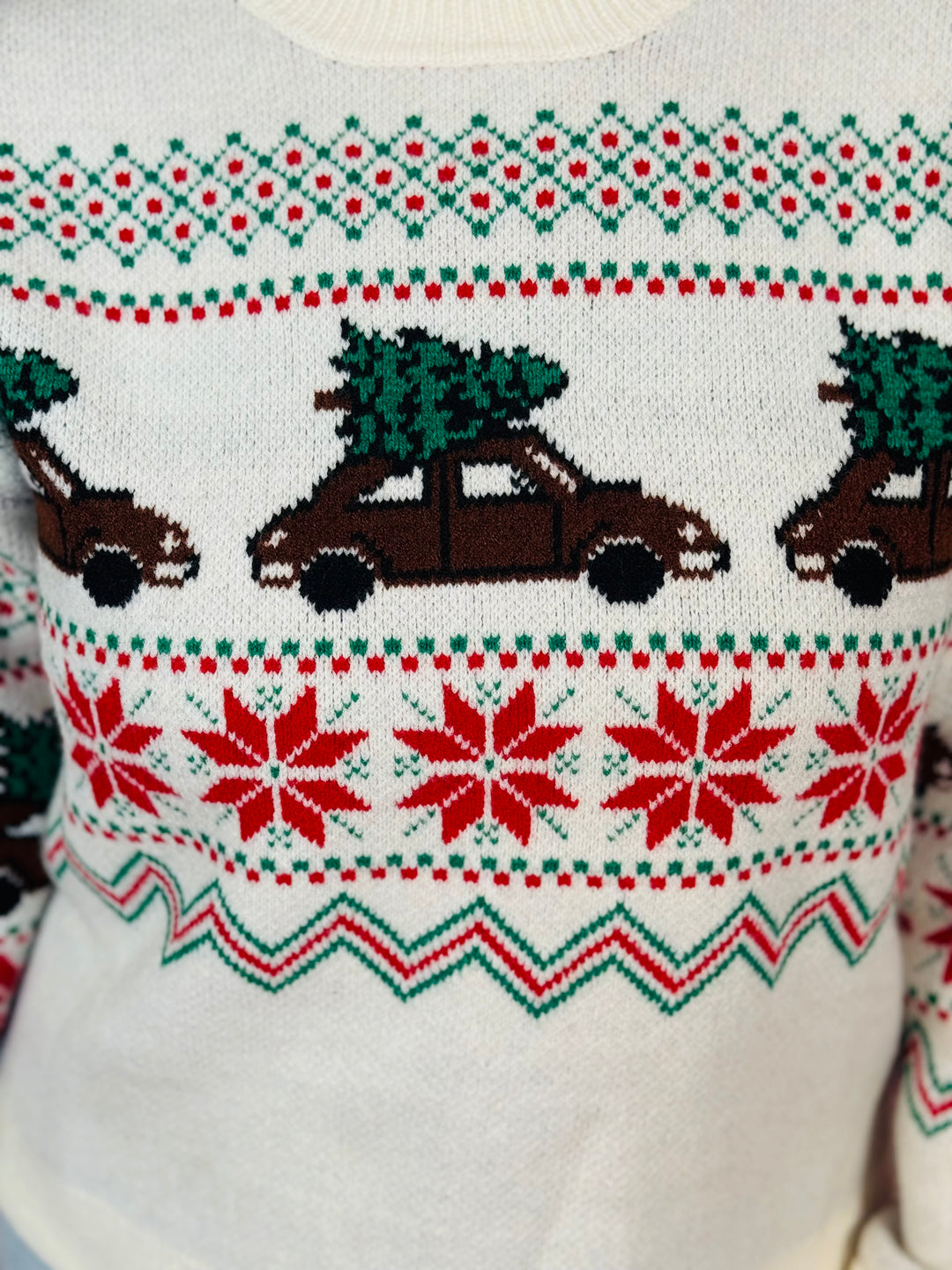 "Christmas Tree Car" Fair Isle Sweater