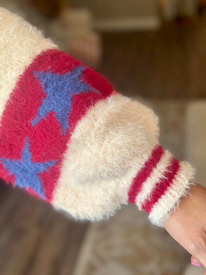 Mohair Sweater w/Star Pattern - 2 Color Options