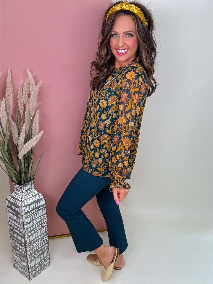 RESTOCKED: Teal Marigold Top - Small Through Extended Sizes - Final Sale