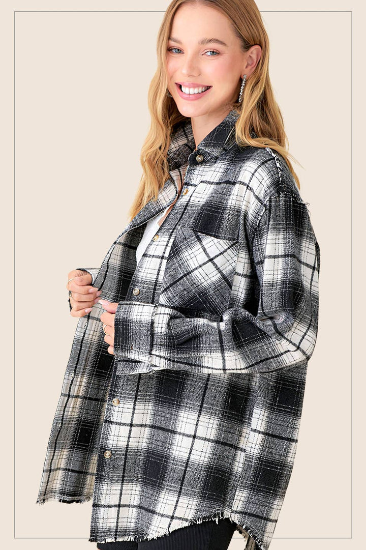 Soft Fabric Plaid Mineral Washed Button Down Shirt-3 Color Options