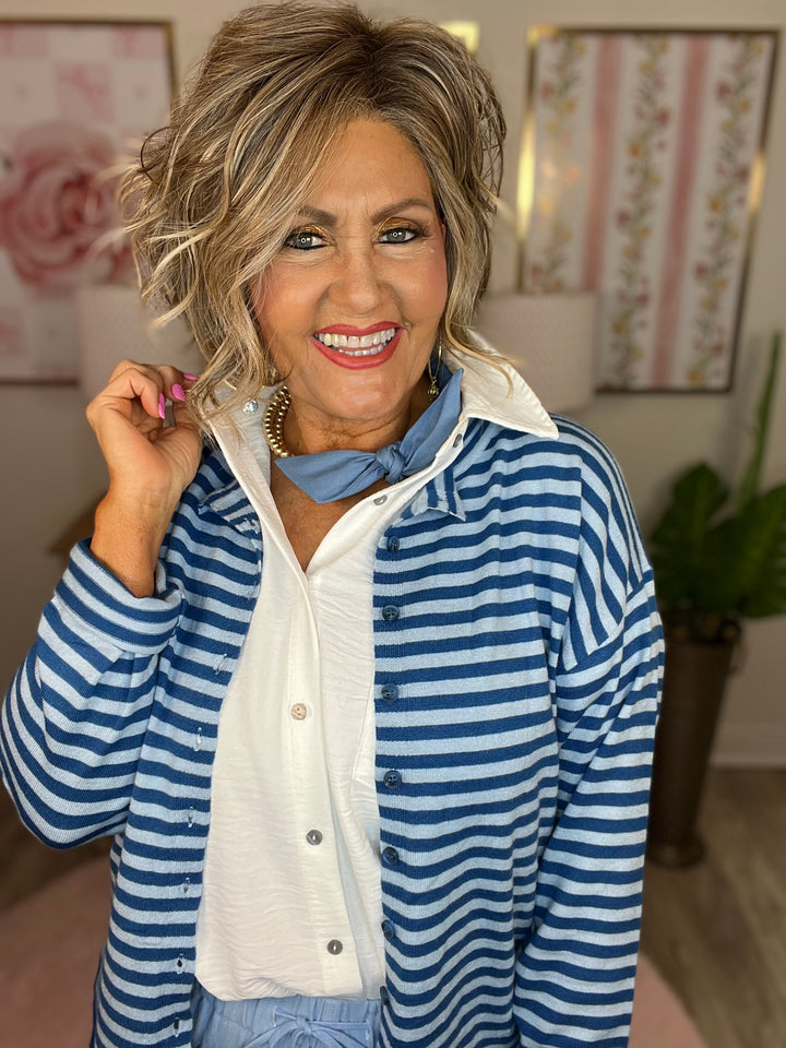 Relaxed Fit Striped Cardigan-2 Color Options