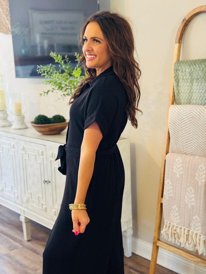 Black Jumpsuit w/Belted Waistline