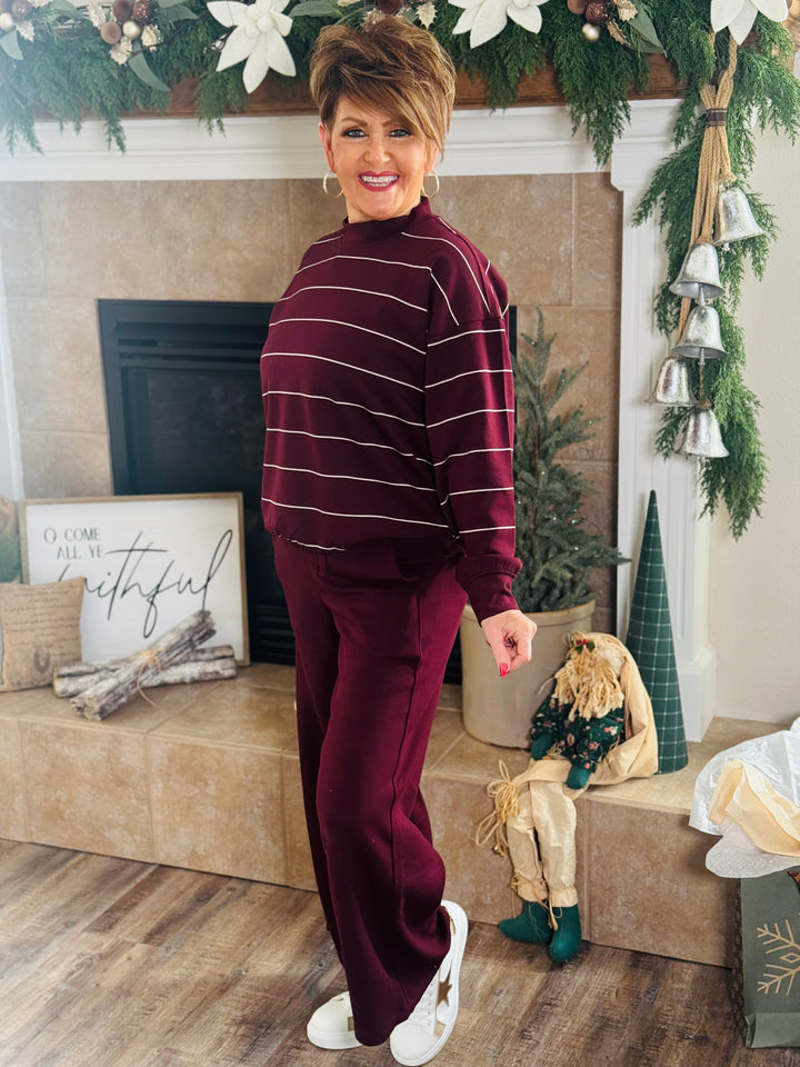 Modal Scuba Stripe Crew Neck Top - 2 Color Options