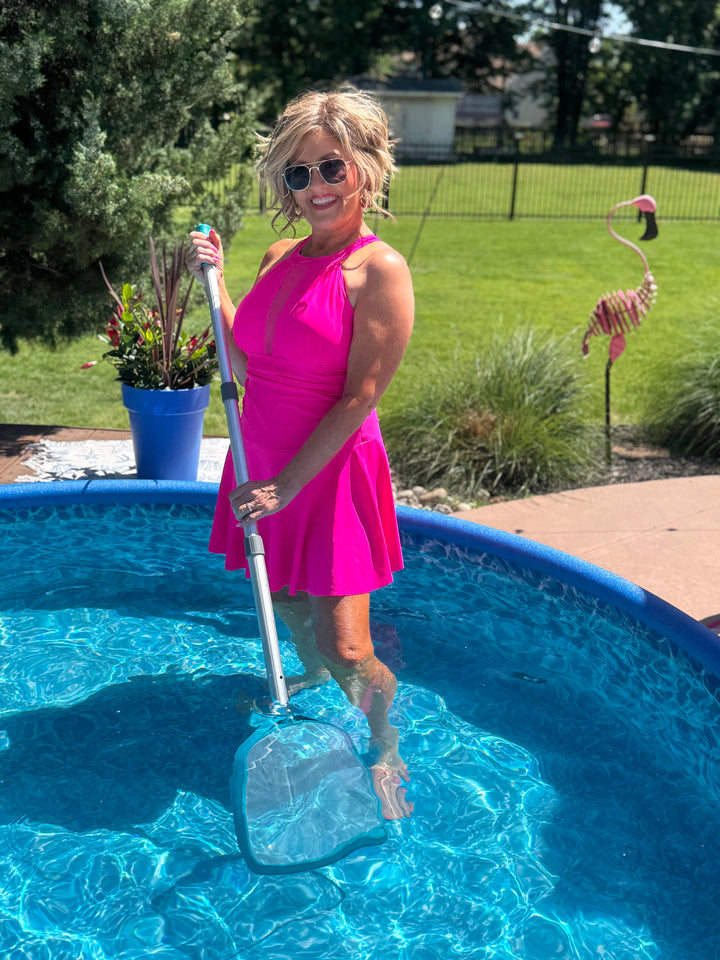 SALE: Chasing Sunshine Skirted Swimsuit-Neon Hot Pink