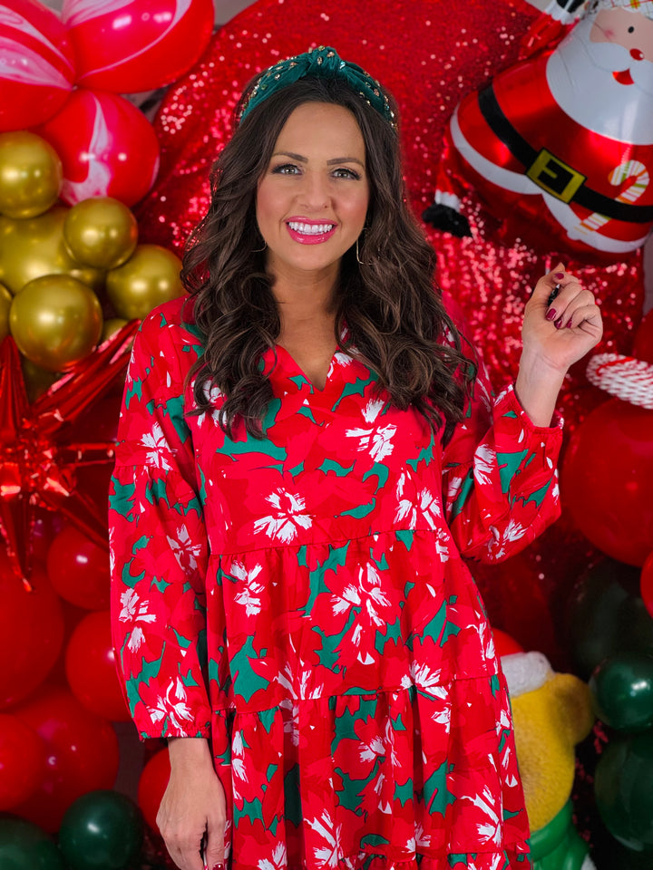 Pretty Poinsettia Christina Dress - Small Through Extended Sizes