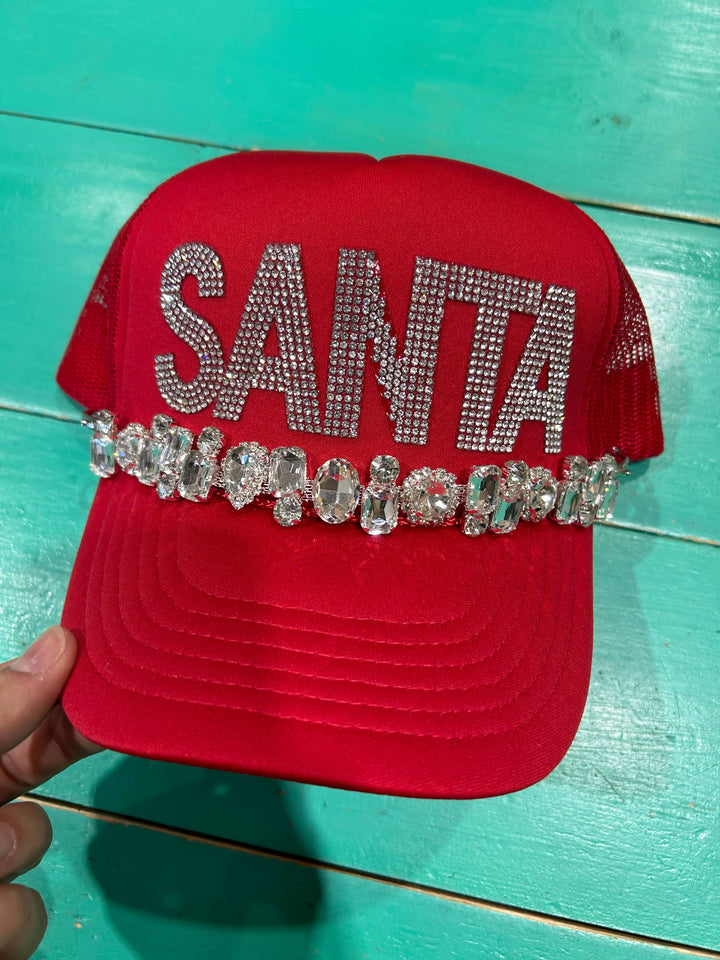 Rhinestone "SANTA" Trucker Hat