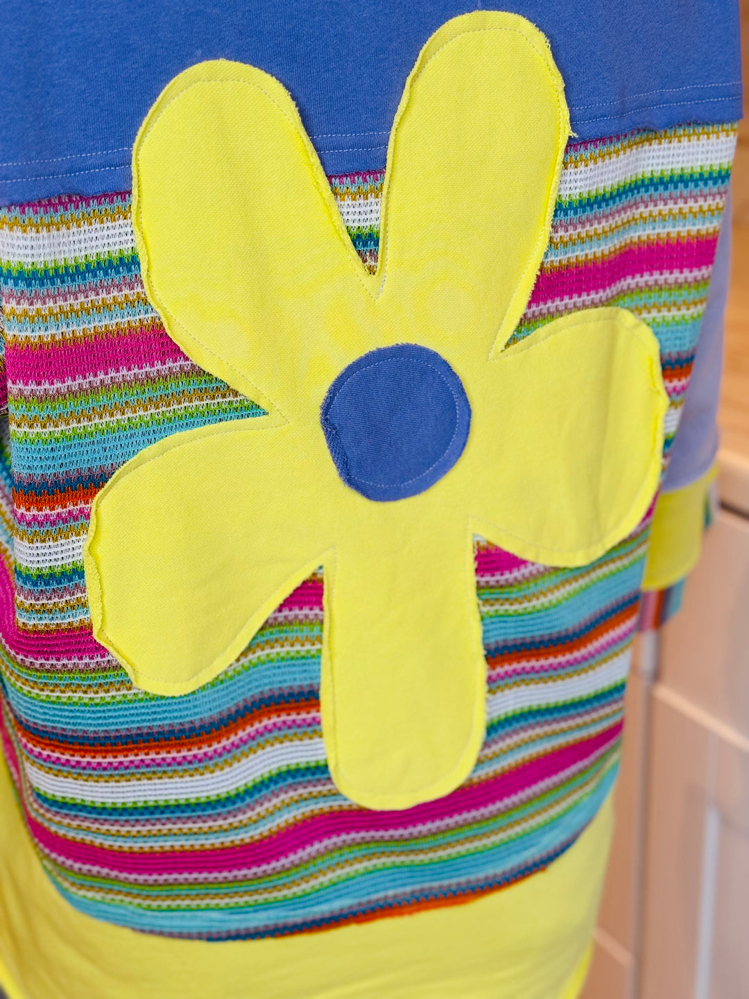 Lilac Yellow Daisy Patch Color Block Top