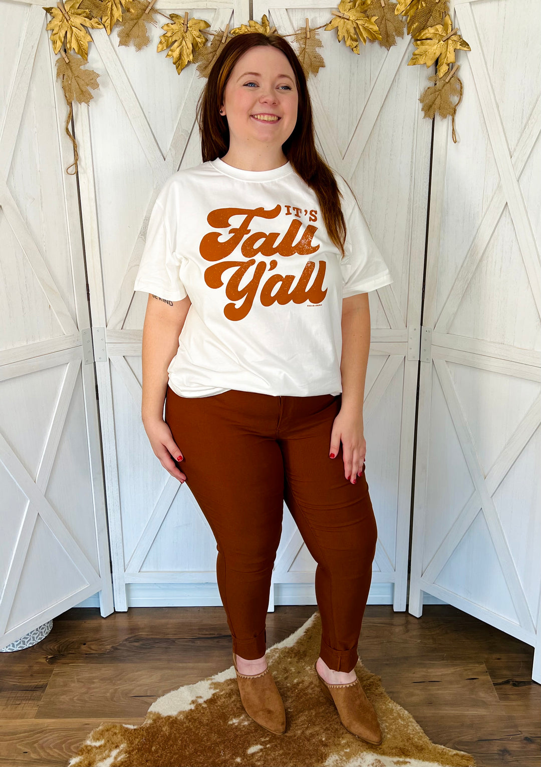 White “It's Fall Y'all” Graphic Tee - Small Through Extended Sizes - Final Sale