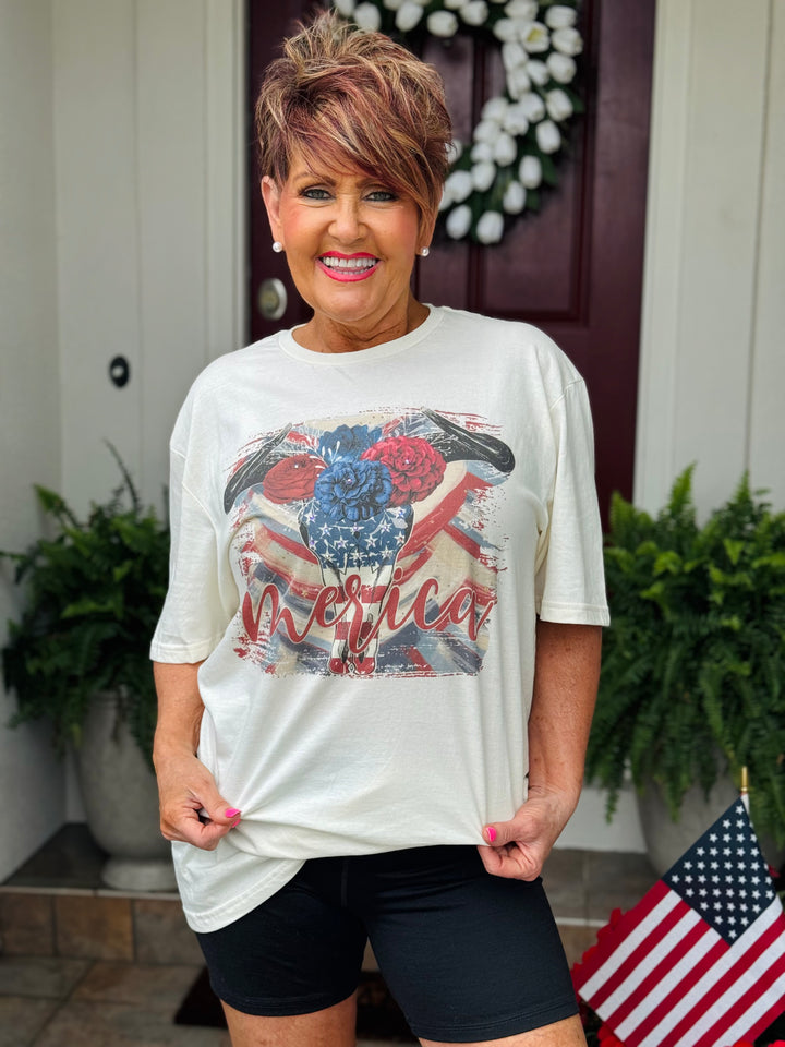 Patriotic 'Merica Cream Tee