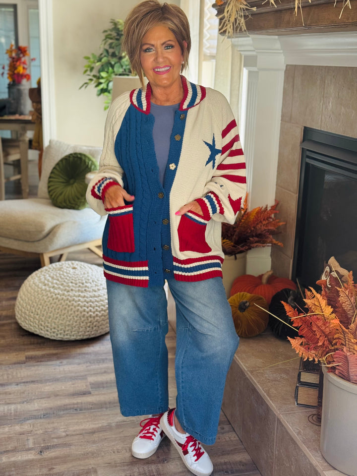 Chenille Sweater Jacket w/Star Detail - 2 Color Options
