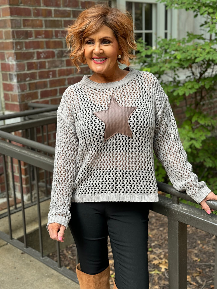 Sting Ray Star Crochet Long Sleeve Sweater