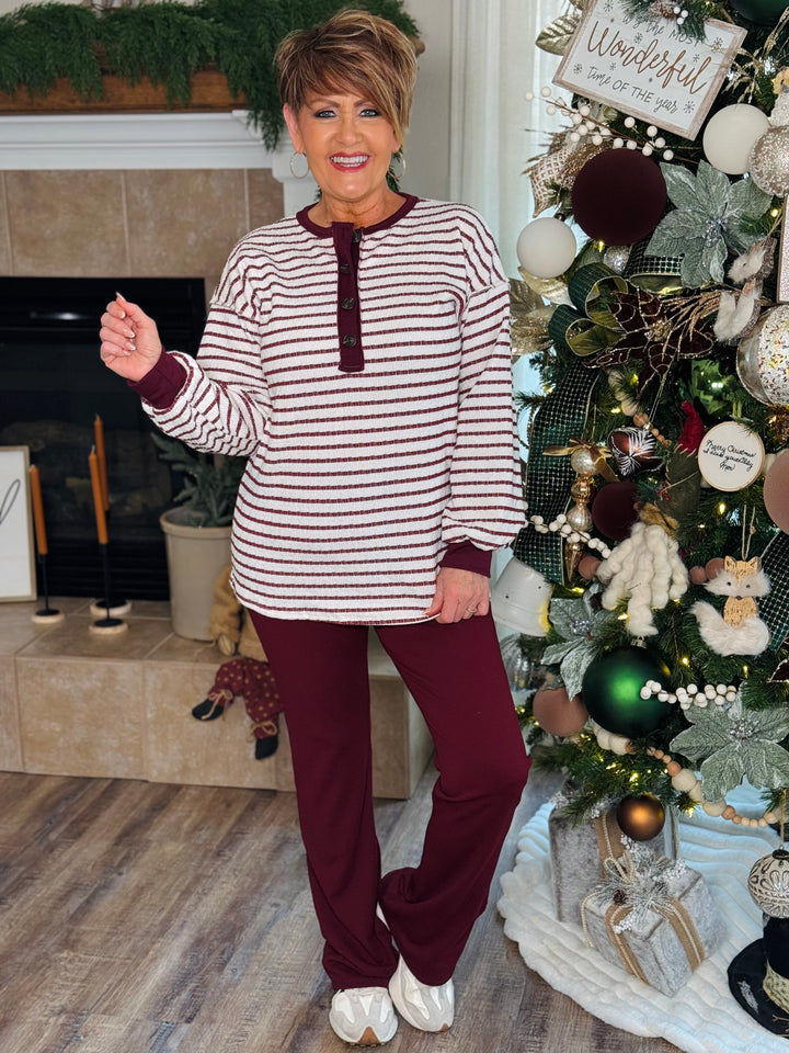 Puff Sleeve Striped Top - 2 Color Options