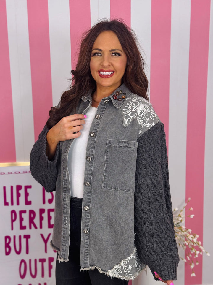 Charcoal Lace Patchwork jacket