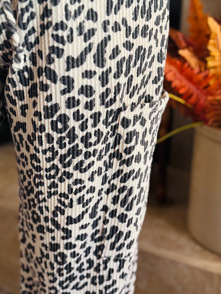 Grey Animal Print Casual Pants