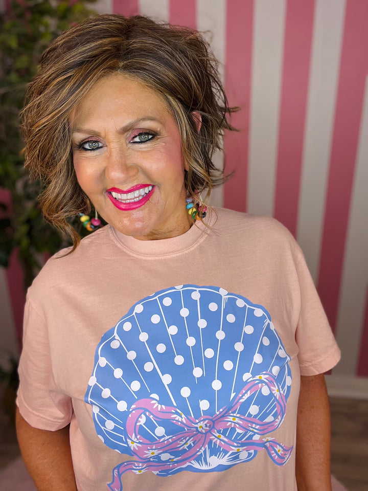 Peachy Polka Shell-Comfort Color Peach