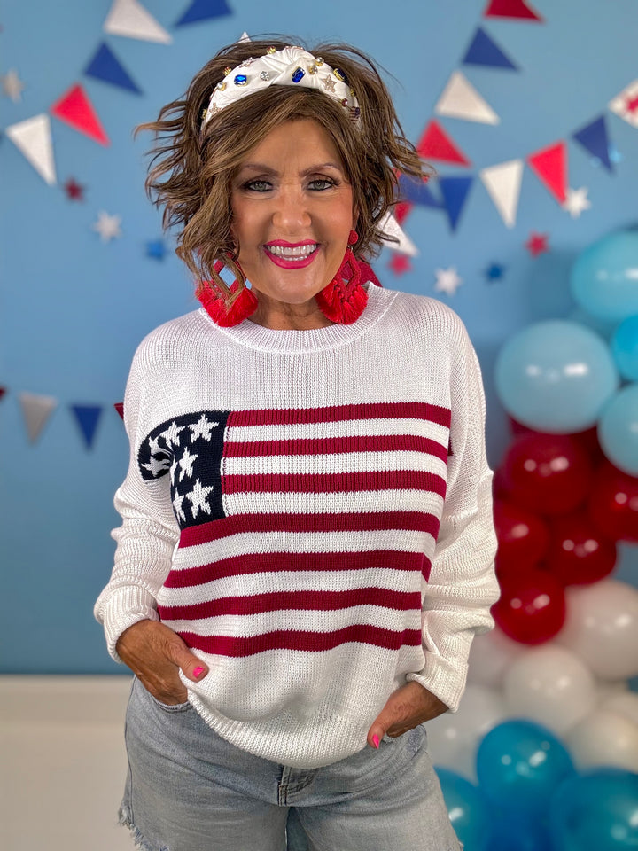 PREORDER - Americana Flag Sweater - SHIPS BEGINNING OF JUNE