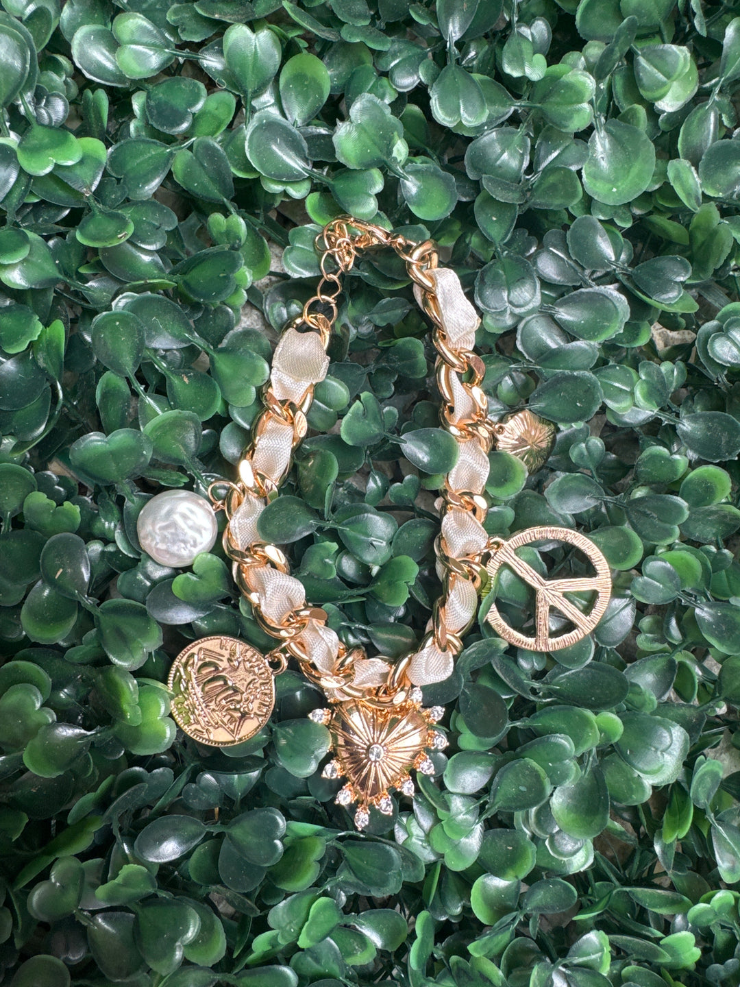White Satin Scarf Charm Bracelet
