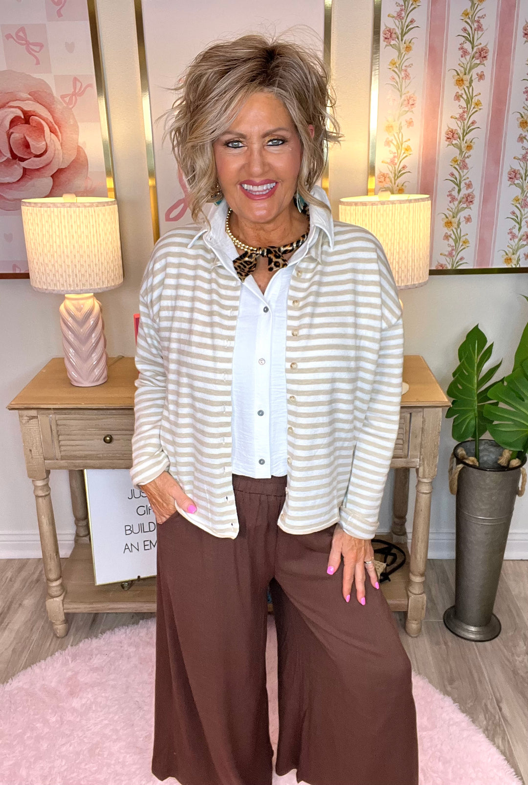 Relaxed Fit Striped Cardigan-2 Color Options