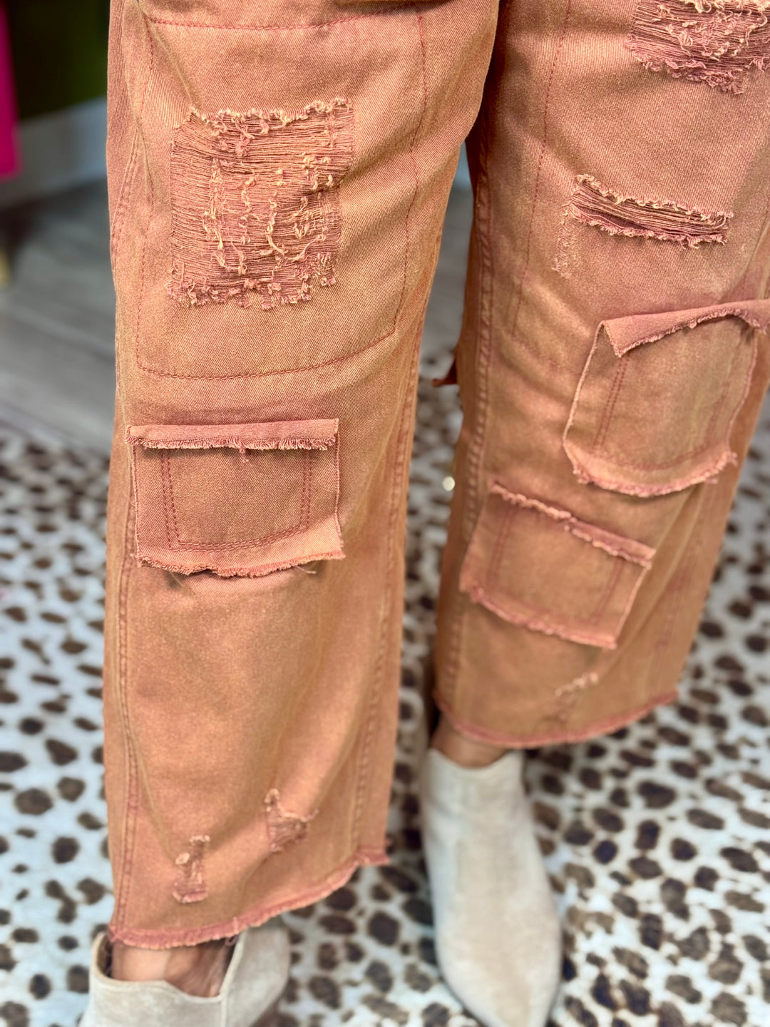 Dried Apricot High-Rise Boyfriend Pants