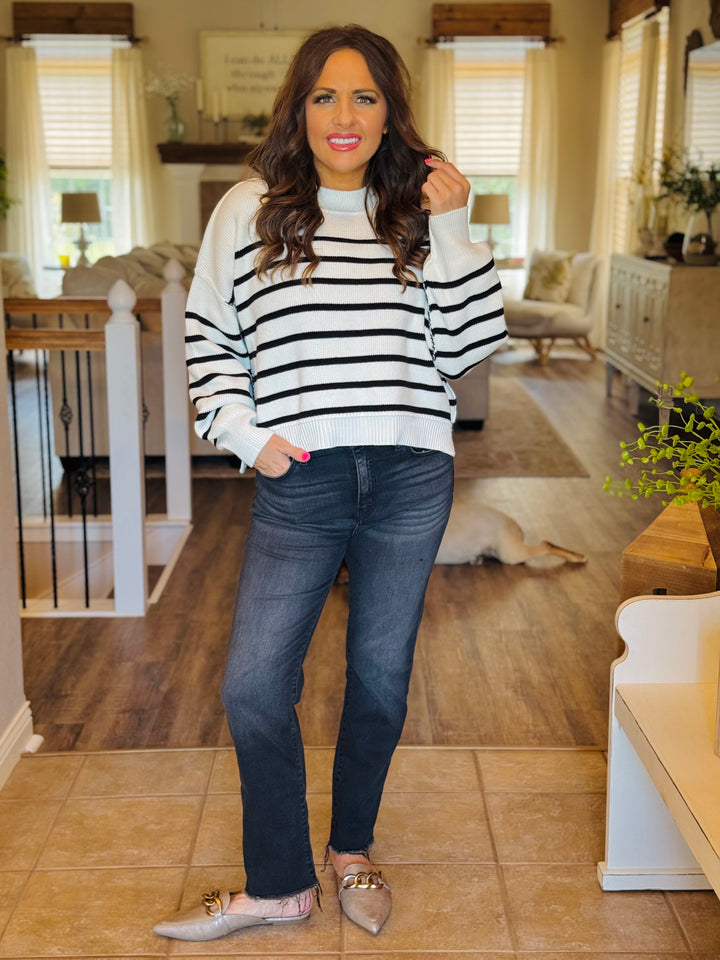 Exposed Seam Striped Oversized Sweater - 7 Color Options