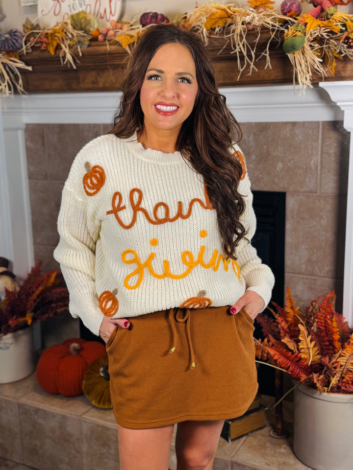 Chestnut Ribbed Skort