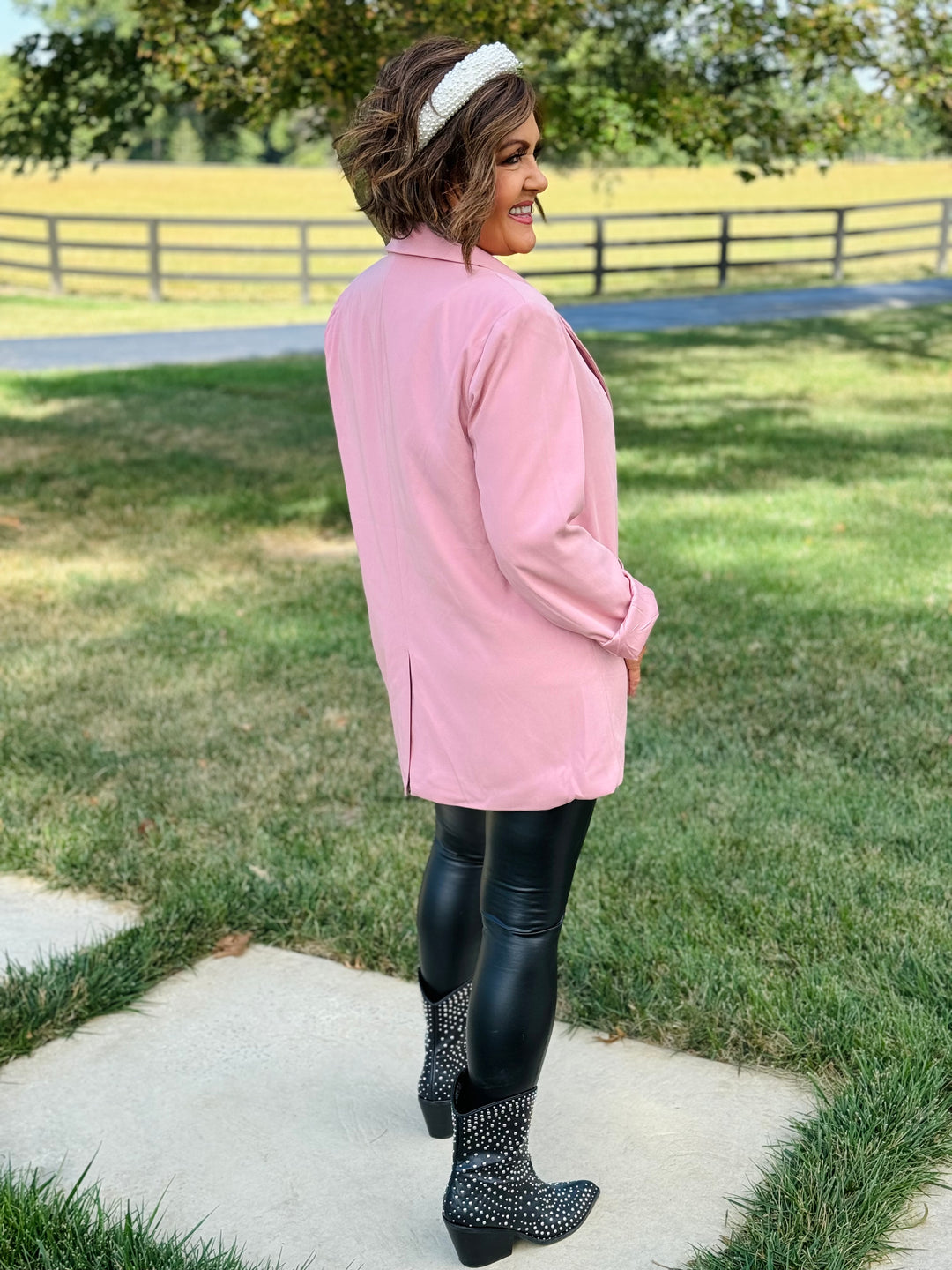 Pink Boyfriend Blazer - Small Through Extended Sizes