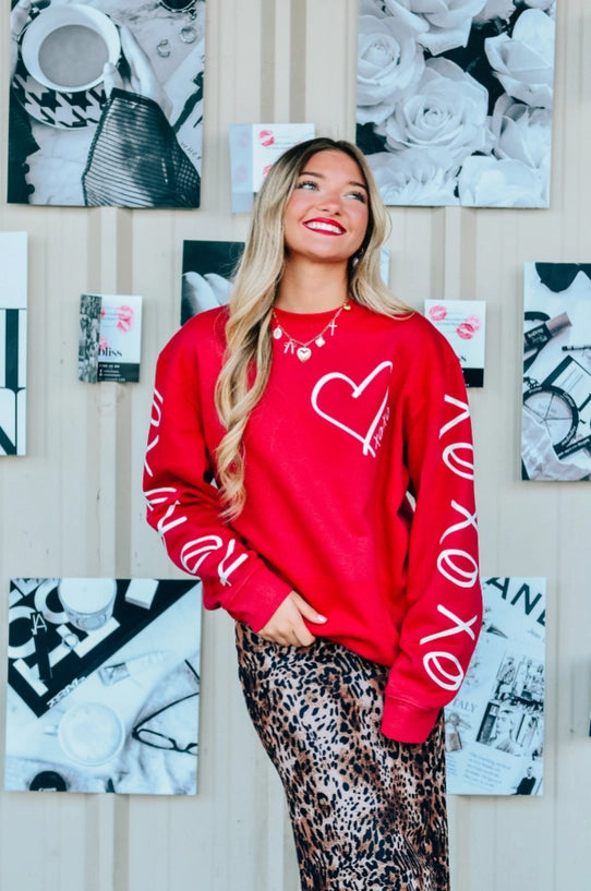 Pre-Order: Red Hugs & Kisses Sweatshirt - Ships beginning of January!