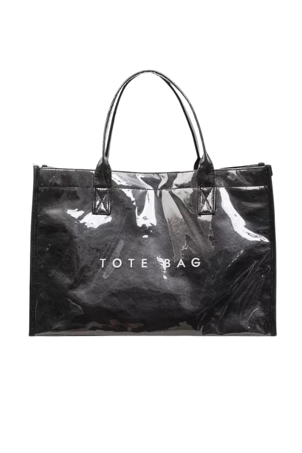 Black Large Capacity Vinyl TOTE BAG