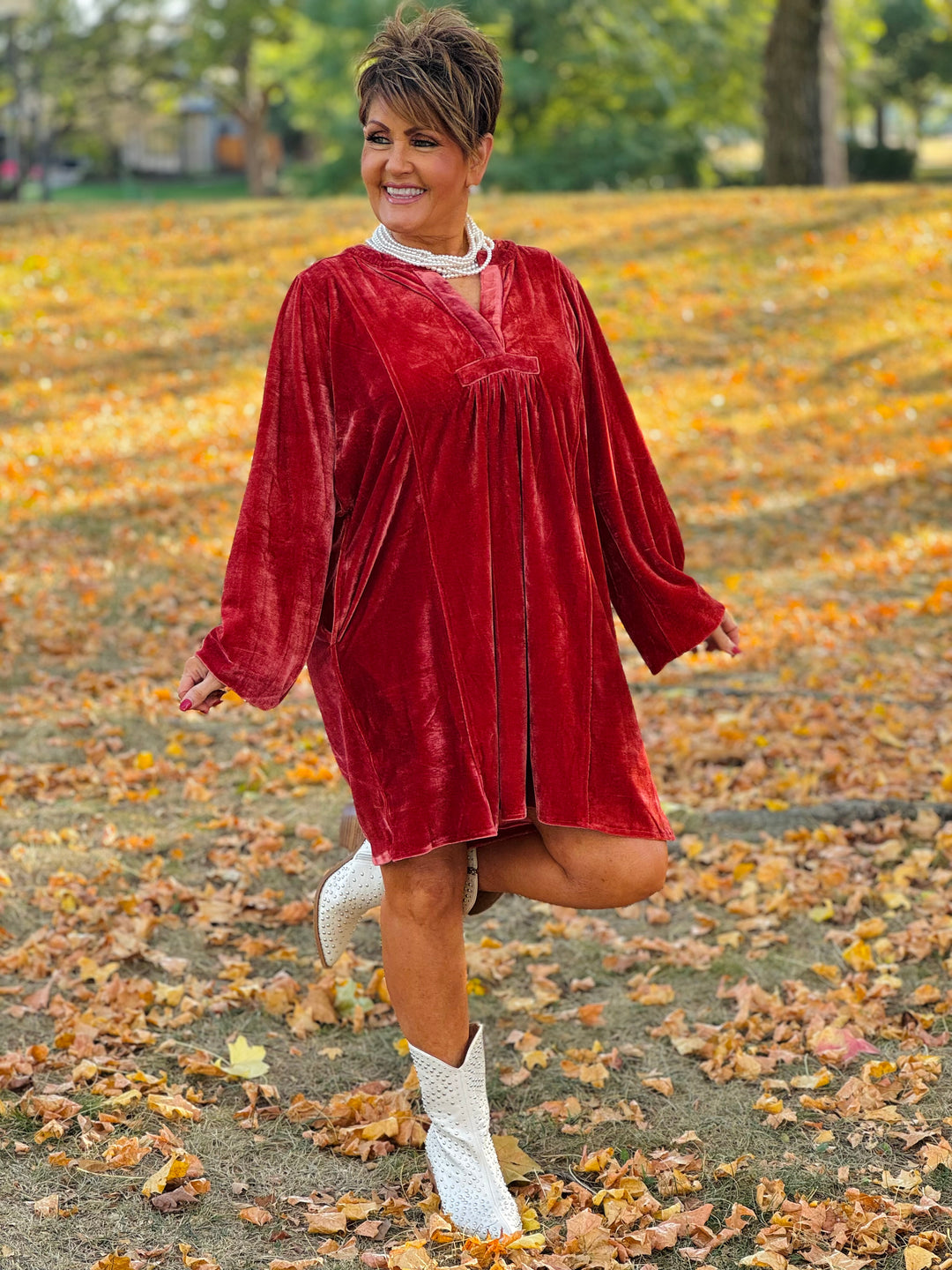 Long Sleeve Soft Velvet Tunic Dress - 5 Color Options - Small Through Extended Sizes