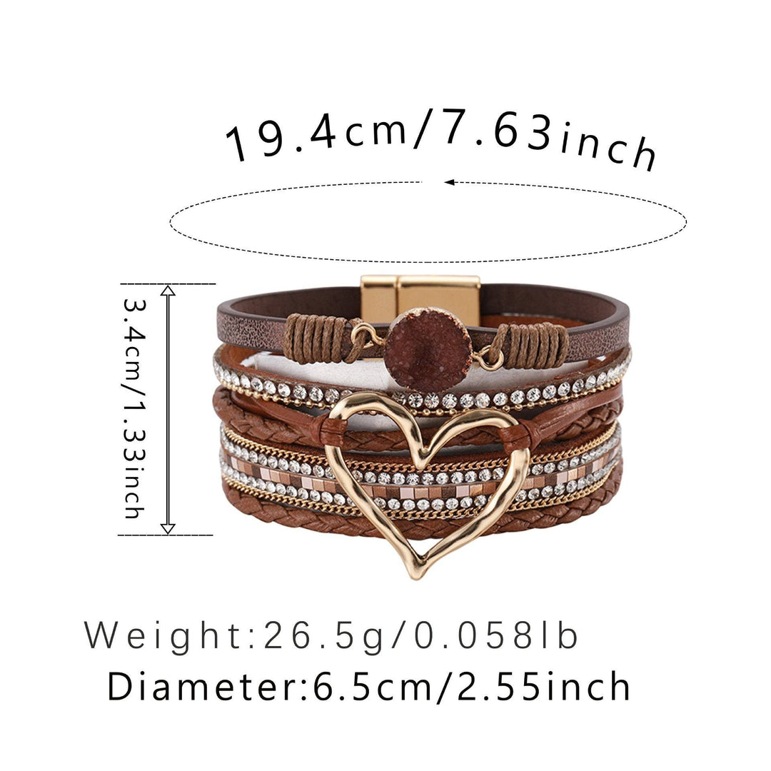Multi-Layer Heart Charm Bangle Bracelets - 3 Color Options