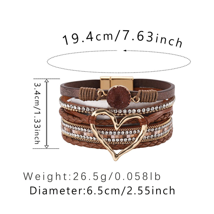 Multi-Layer Heart Charm Bangle Bracelets - 3 Color Options