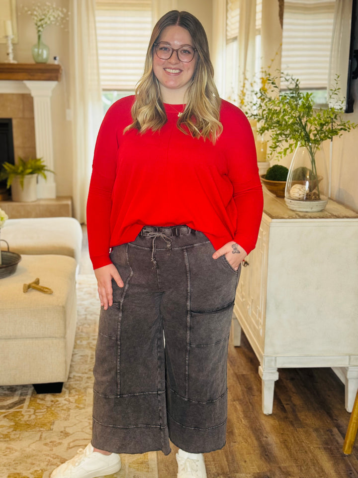 Long Sleeve Sweater w/Exposed Seams - 2 Color Options