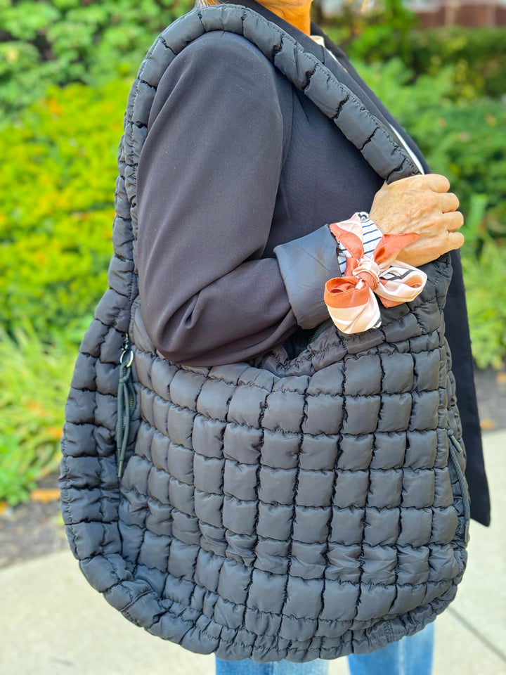 Oversized Quilted Carryall Crossbody Bag - 2 Color Options