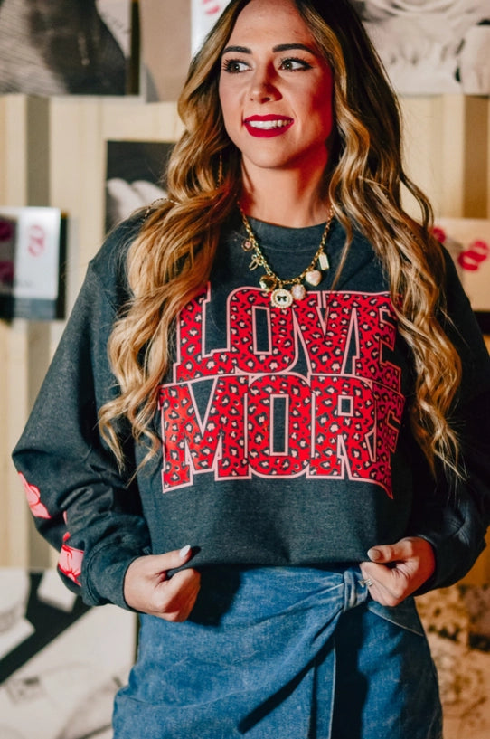 Pre-Order:  "Love You More" Leopard & Bows Sweatshirt - Ships beginning of January!