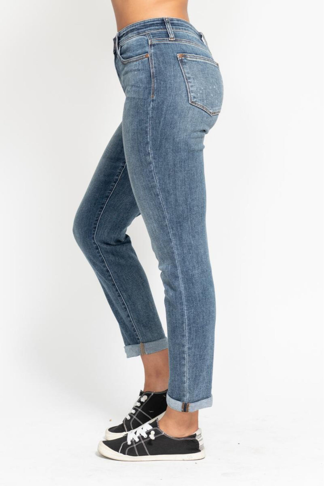 Judy Blue High Rise Bleach Splash Boyfriend Jean - Size 3 Through 15